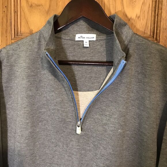 Peter Millar Quarter Zip Pullover Mens XL Gray Modal Blend L Sleeve Golf Sweater - Picture 3 of 9
